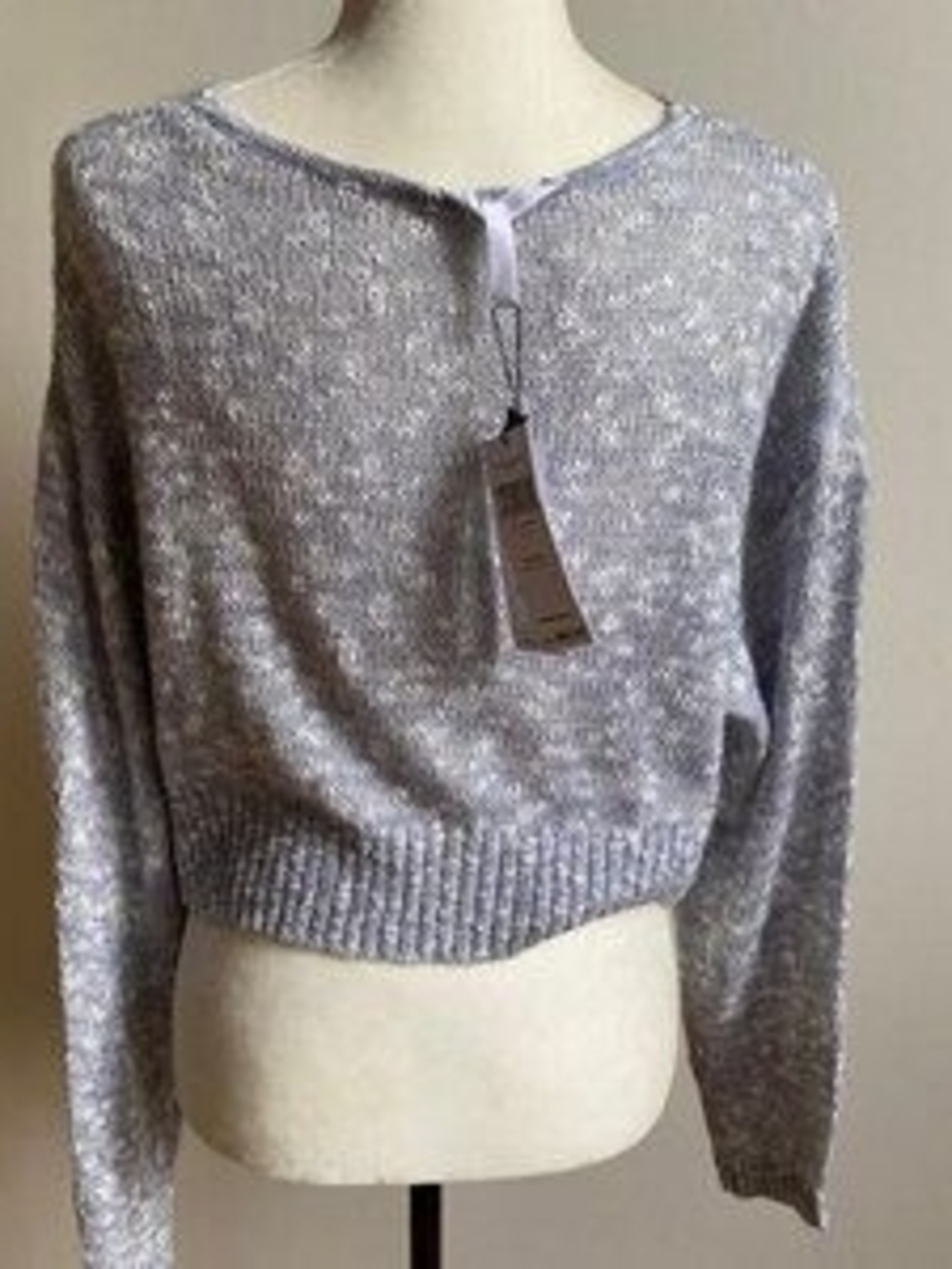 Twist Front V-Neck Sweater in Heather Lavender - Picture 2 of 4